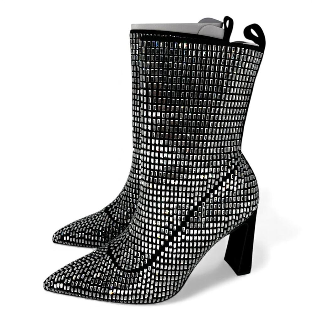 Wild Pair Neptunne Sock Dress booties silver bling - 6 - Picture 2 of 14